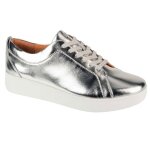 Fitflop rally sneakers femme - baskets cuir argent lacets