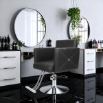 Flasidu chaise de barbier avec repose - pieds fauteuil de coiffure rotative 360� hauteur r�glable charge150kg ...