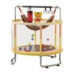 Flasidu trampoline rond Ø150cm multi - fonctions avec panier de basket - ball main courante en anneau ... Flasidu trampoline rond Ø150cm multi - fonctions avec panier de basket - ball main courante en anneau ...