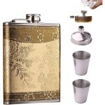 Flasque alcool acier inoxydable flasque inox 8oz flasque de poche portable en acier inoxydable avec entonnoir ...