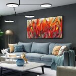 Fleurs abstraites art mural peintures sur toile d�cor � la maison couleur rouge affiches pr�t � accrocher ...