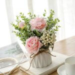 Fleurs artificielles avec vase en cramique - rose artificielle - panier de fleurs pour mariage balcon ...