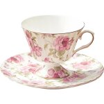 Fleurs roses tasses et soucoupes � th�200ml vintage rose tasses � caf� en porcelaine avec bord dor�pour ...