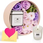 Fleur de savon avec coffret bougies parfum�es cadeau personnalis� pour femme id�al pour anniversaire ...