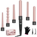 Fleuve - fers � boucler - fer c�ramique 6 en 1 �cran lcd temp�rature r�glable boucles vari�es gant anti ...