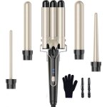 Fleuve - fers � boucler - md - j18 kit boucleur 5 en 1 barils ondul�s r�glage temp�rature champagne dor� ...