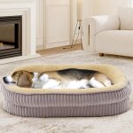 Fleuve - panier chien - lit orthop�dique ovale mousse haute densit� housse lavable antid�rapant gris ...