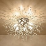 Fleuve - plafonnier - lustre en cristal moderne plafonnier dor� avec cristaux k9 6 g9 pour salon chambre ...