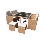 Florida - salon de jardin résine tressée naturel 10 places Florida - salon de jardin résine tressée naturel 10 places