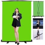 Fond vert rtractable 156x206cm, green screen portable, toile de fond vert pliable avec cadre autobloquant ...