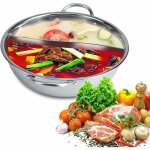 Fondue chinoise hot pot deux saveurs en acier inoxydable compatible induction et gaz 31cm yyv