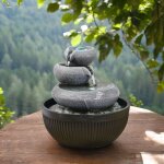 Fontaine cascade 3 niveaux effet pierre naturelle lumire led - dco zen lgante - fontaine de table ...