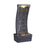 Fontaine de jardin - ardoise gris - noir - led - pompe intégrée - autonome Fontaine de jardin - ardoise gris - noir - led - pompe intégrée - autonome