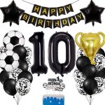 Football ballon anniversaire 10 ans deco foot anniversaire noir ballon de football aluminium d�coration ...