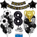 Football ballon anniversaire 8 ans deco foot anniversaire noir ballon de football aluminium d�coration ...