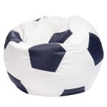 Football pouf m en simili cuir pouf fauteuil gaming enfant 65x45cm bleu - ecopuf