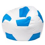 Football pouf xl en simili cuir pouf fauteuil gaming enfant 105x80cm bleu clair - celeste e19 ecopuf