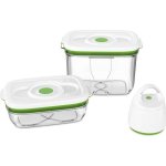 Fosa kit de mise sous vide alimentaire en r�cipients - 1000 - 2300 ml - blanc et vert