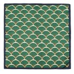 Foulard carr femme imitation soie 100% polyester 70 x 70 cm tons vert ocre bleu 75099