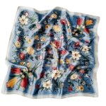 Foulard carr� femme toutes saisons 70 x 70 cm polyester effet satin bleu fou 126