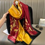Foulard etole style satin soie multicolore floral