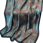 Foulard long femme 180 x 90 cm polyester effet soie marron turquoise 87990