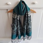 Foulard pashmina vert �meraude � motifs