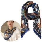 Foulard en soie foulard pour femme foulard carr foulard bleu (1 pice) accessoire pour femme foulard ...