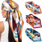 Foulard en soie - non spcifi - lot de 3 - 90x90 cm - polyvalent - motifs classiques