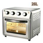 Four lectrique 26 l friteuse  air chaud 6 en 1 mini four 1600w avec minuterie de 60 minutes 90  220c ...