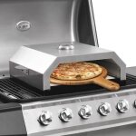 Four � pizza pour barbecue - vidaxl - pierre en c�ramique - 49x35x155 cm - acier inoxydable - base �maill�e ...