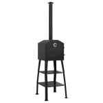 Four � pizza dext�rieur - vidaxl - charbon de bois - 2 pierres r�fractaires - noir - 54x59x203 cm - thermom�tr ...
