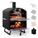 Four  pizza extrieur costway 2 grilles - pierre  pizza - 2 couches extra - large - tempratures  ...