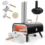 Four a pizza exterieur portable en acier inoxydable avec pierre a pizza de 30 cm poele a pizza a granules ...