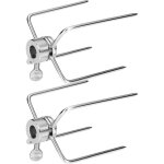 Fourches � broche bbq inox 2 pi�ces piques r�glables 4 pointes pour viandes syst�me de verrouillage s�curis� ...