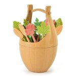 Fourchettes � fruits 16 pi�ces + 1 baril mini mat�riau en fiber de bl� service de table fourchettes � ...