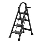 Escabeau - seven - 4 marches - pliant - antidrapant - charge 150kg - acier noir