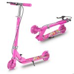 Trottinette enfant - foxsport - pliable - 2 roues clignotantes - guidon ajustable de 3 niveaux - frein ...