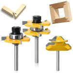 Fraise d�fonceuse � bois - okz� - 3 pi�ces - 45 degr�s - carbure c�ment� - jaune - 1 / 4 pouce - anti ...