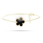 Freddy fj - 20018 bracelet fleur noire pour femme bracelet en acier inoxydable hypoallergnique