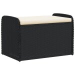 @french banquette de jardin - top ventes - banc de rangement avec coussin noir 80x51x52cm r�sine tress�e ...