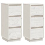 @french buffet bahut - top ventes - commode meuble de rangements 2 pcs blanc 32 x 34 x 75cm - bois massif ...