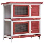 @french clapier dextrieur - pour 10 animau x - 4 portes rouge - bois - maison lapin enclos 43874