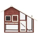 @french clapier moka et blanc 140 x 63 x 120cm - bois de sapin massif - maison lapin enclos 41033