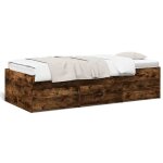 @french lit de repos �g�e adulte - lit de jour / lit banquette avec tiroirs ch�ne fum� 90x190cm 8970524 ...