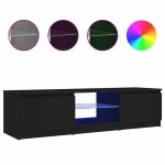 @french meuble tv - top ventes - armoire basse tl avec lumires led noir 140 x 40 x 36cm - table de ...