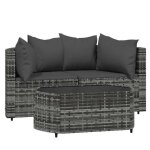 @french salon de jardin ext�rieur canap� de jardin - top ventes - 3 pcs avec coussins gris r�sine tress�e ...