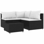 @french salon de jardin ext�rieur canap� de jardin - top ventes - 4 pcs avec coussins noir r�sine tress�e ...