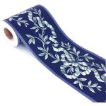 Frise murale adhsive - motif floral - impermable - bleu marine - 10 cm x 10 m