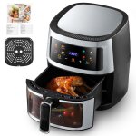 Friteuse � air chaud 6l - friteuse sans huile avec fen�tre visible �cran tactile thermostat / 8 programmes ...